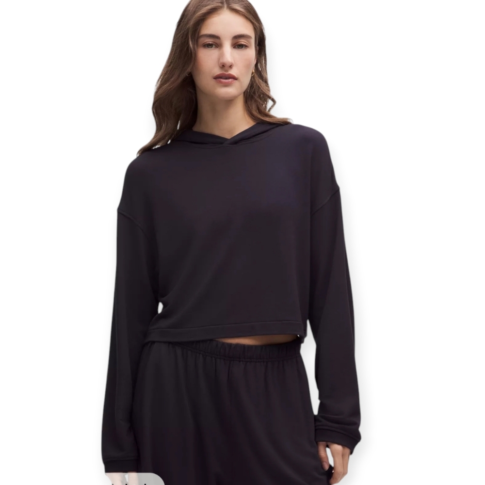 Lululemon All Yours Cropped Hoodie Black Size 4 Womens Gym Activewear Athleisure